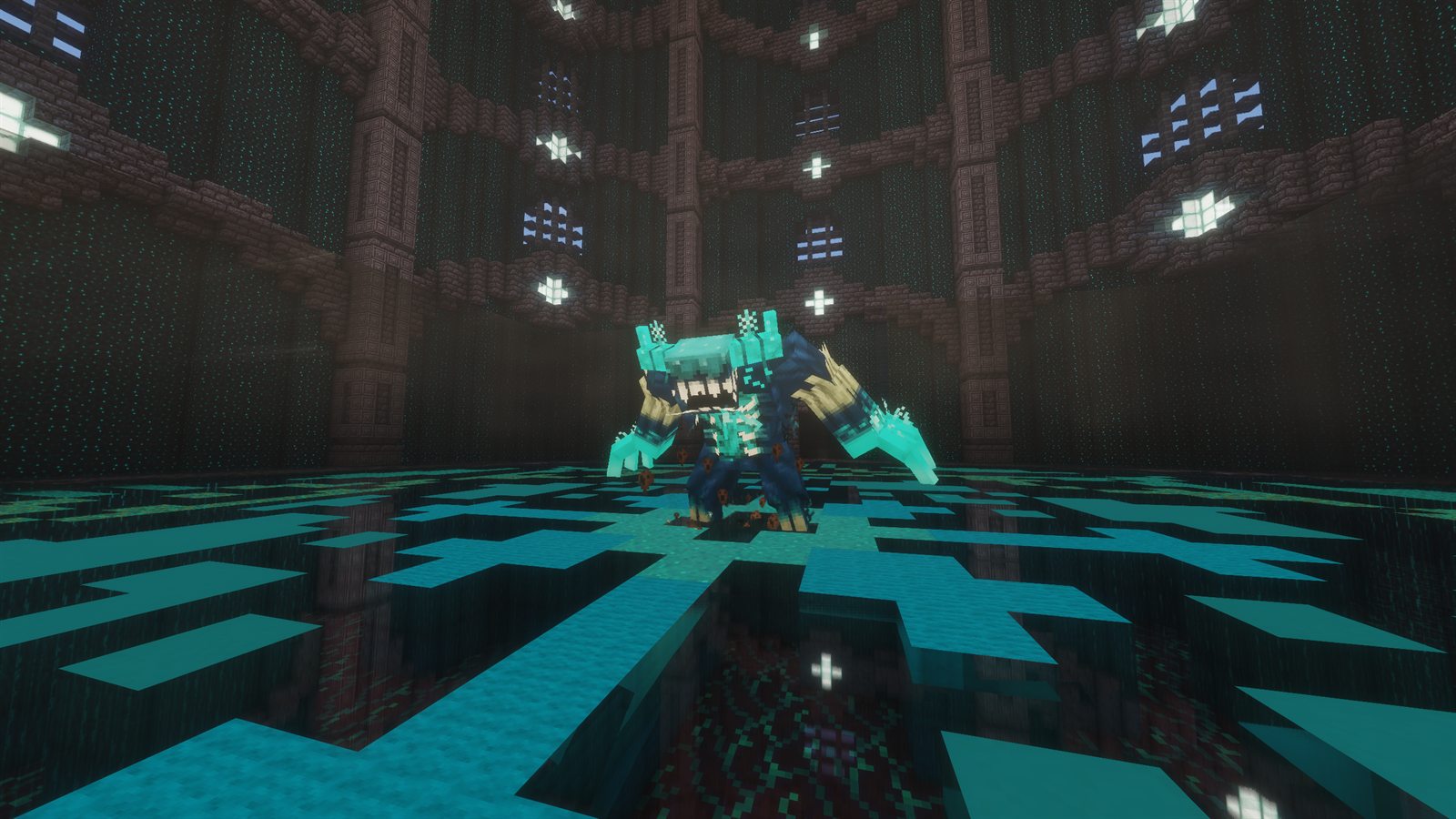 Mega Warden in the Cave arena