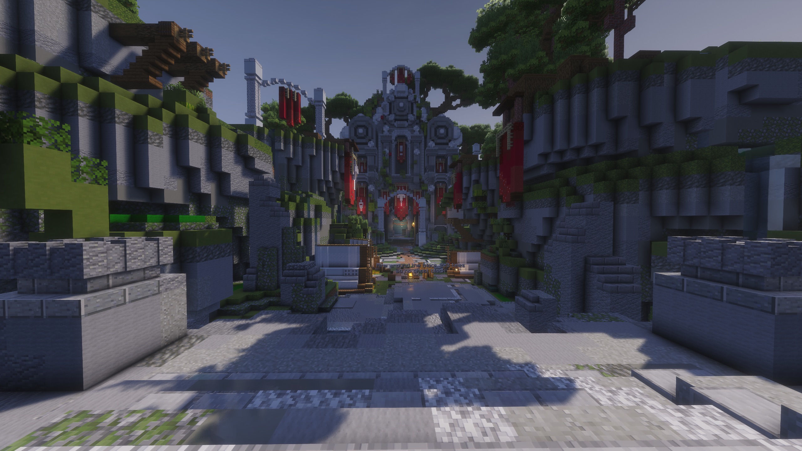 Wide view of the Dungeon Farm entrance and surrounding area