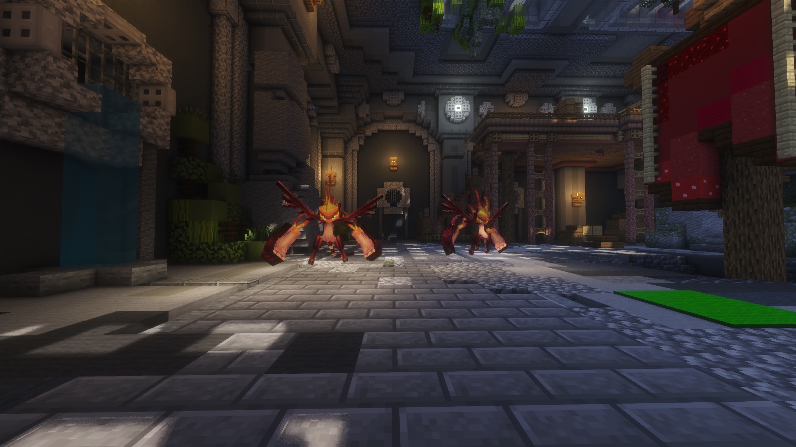 Two FlaMentals in the Medium Dungeon boss arena